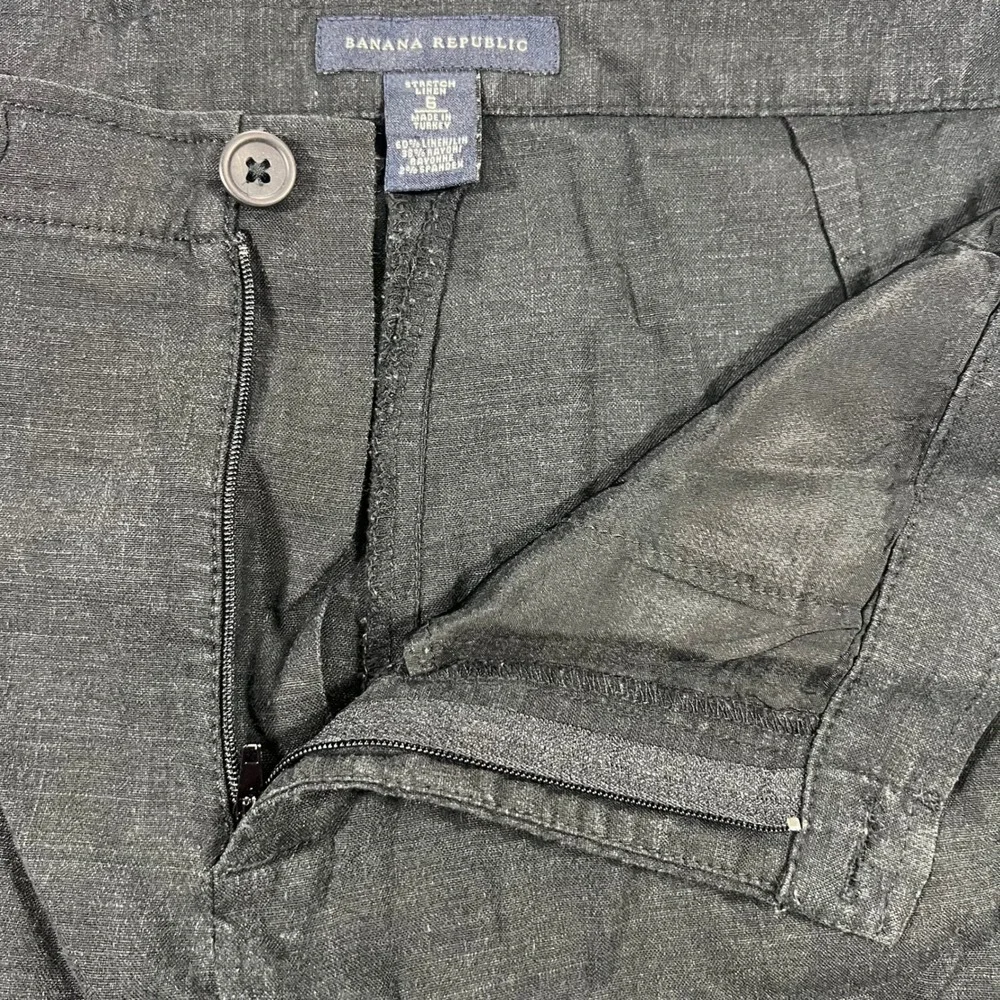 BANANA REPUBLIC Cargo Pants Womens 6 Black Soft Stretch Linen Vintage Y2K 2000s